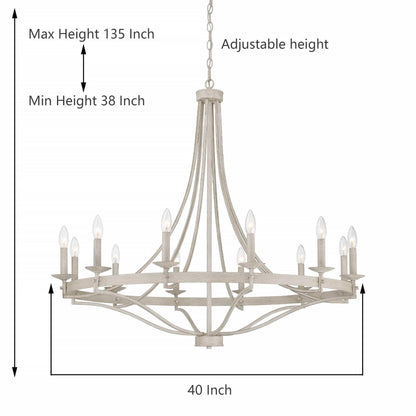 Fidenza 12-light Modern Farmhouse Empire Wagon Wheel Chandelier with UL - D40'' * H135''
