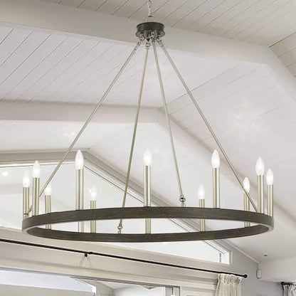Acroma 12-light Farmhouse 40In Wagon Wheel Chandelier with UL - 40'' D x 138'' H