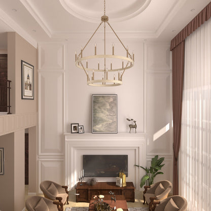 Acroma 20-light Modern Farmhouse 40In Round Wagon Wheel Chandelier with UL