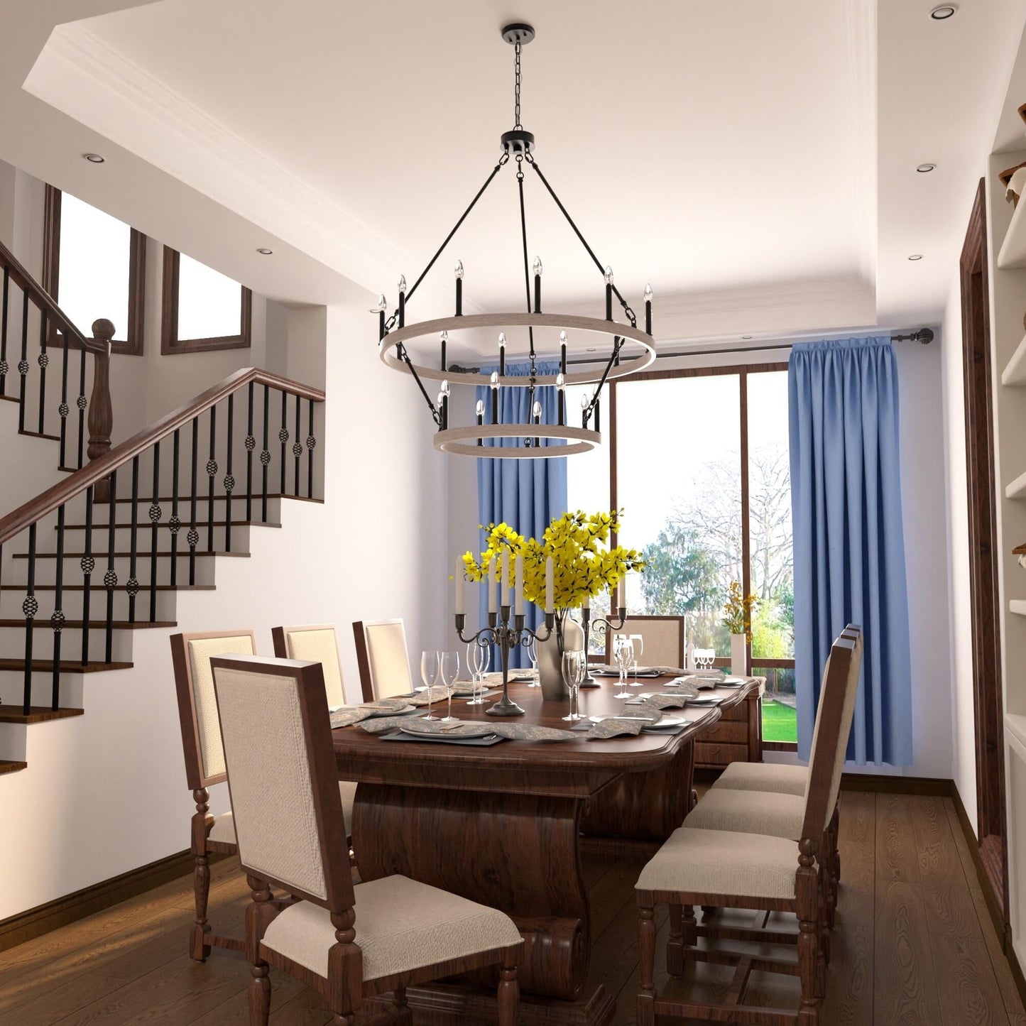 Acroma 20-light Modern Farmhouse 40In Round Wagon Wheel Chandelier with UL