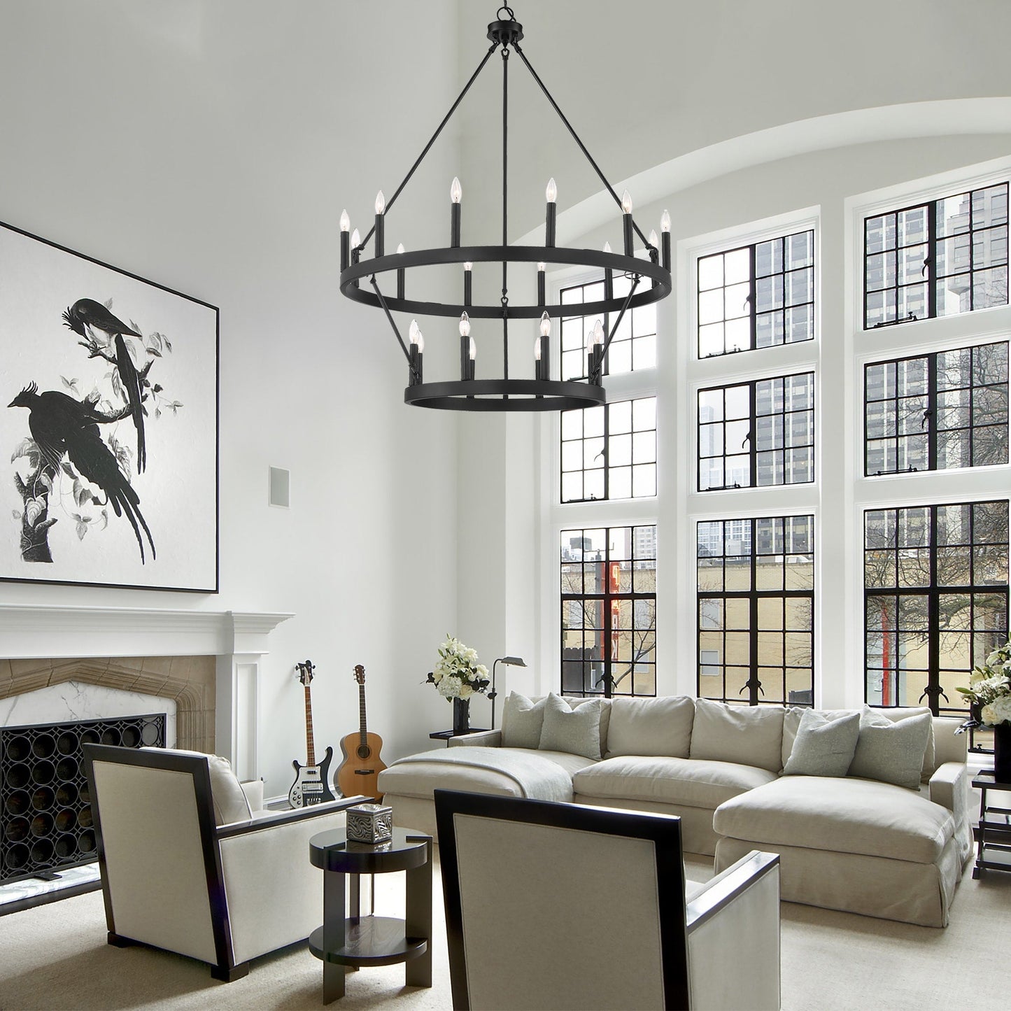 Acroma 20-light Modern Farmhouse 40In Round Wagon Wheel Chandelier with UL