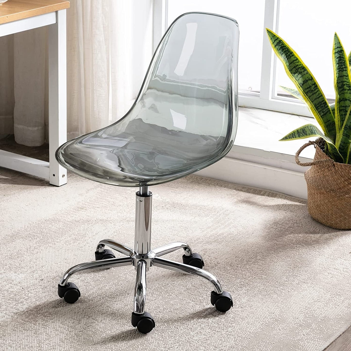 Acrylic Swivel adjustable height Armless Home office Rolling Chair