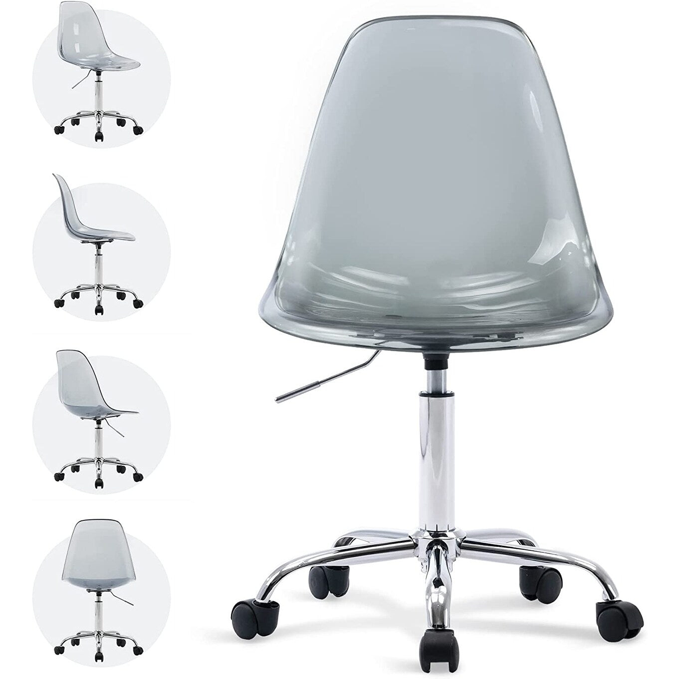 Acrylic Swivel adjustable height Armless Home office Rolling Chair