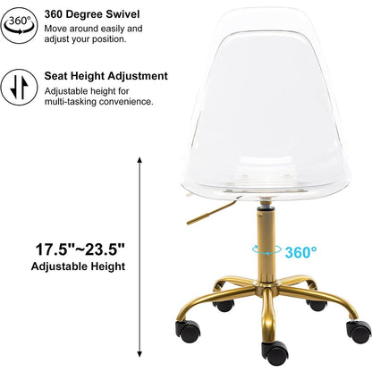 Acrylic Swivel adjustable height Armless Home office Rolling Chair