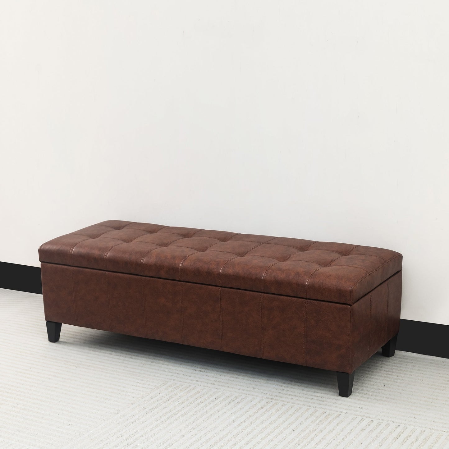 Adeco 50 Bonded Leather Storage Ottoman Bench