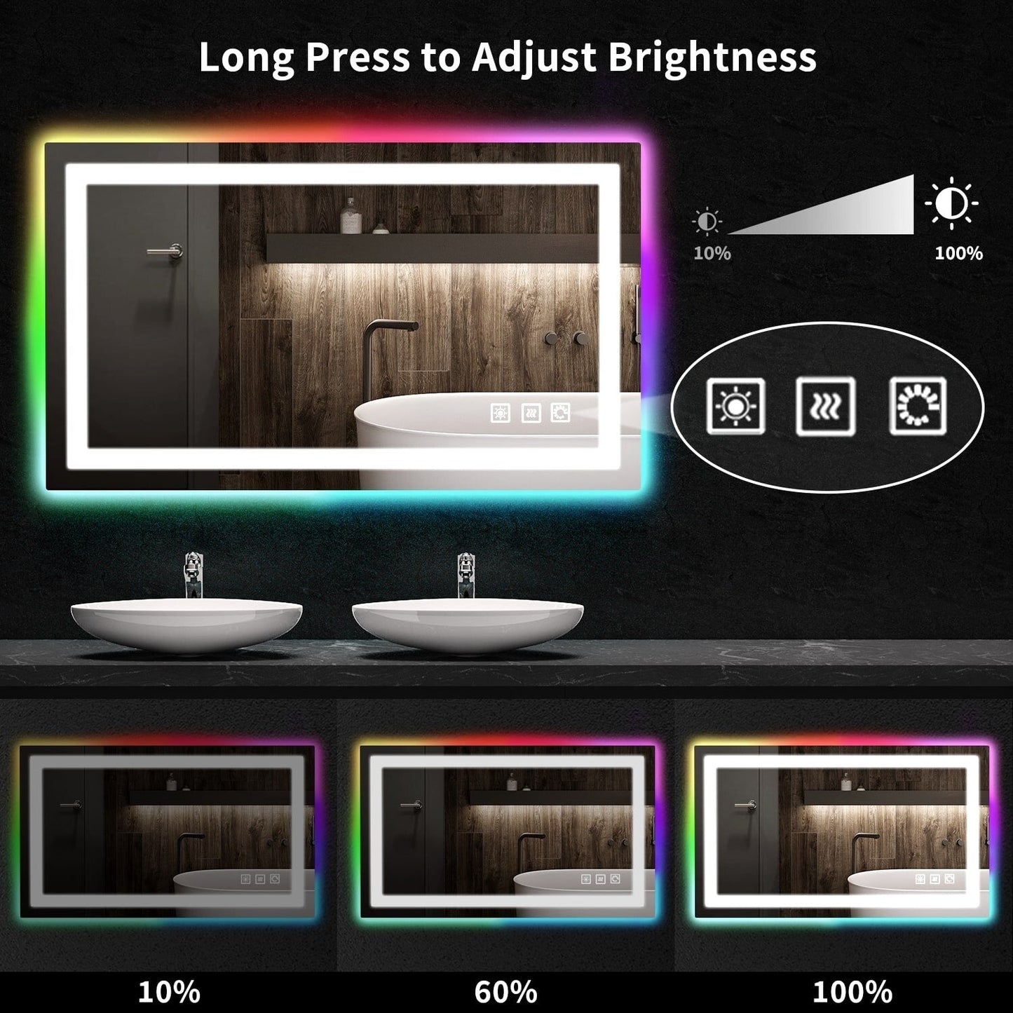 Anti-Fog RGB Backlit & LED Frontlit Bathroom Mirror