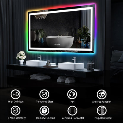 Anti-Fog RGB Backlit & LED Frontlit Bathroom Mirror