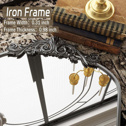 Arched Full Length Mirror with Baroque Flower Design