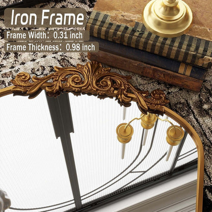 Arched Full Length Mirror with Baroque Flower Design