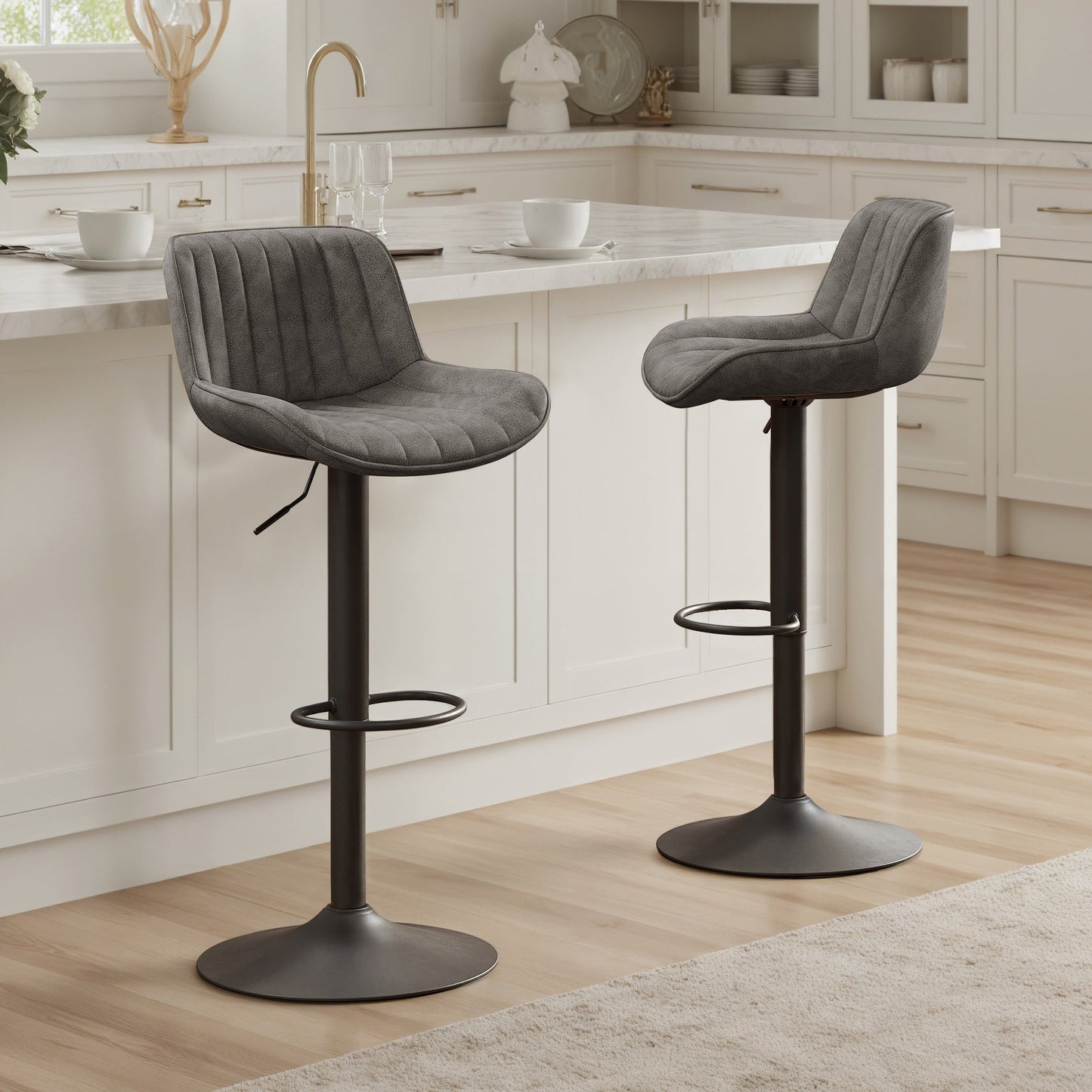 Art Leon Adjustable Height Swivel Barstool, Set of 2