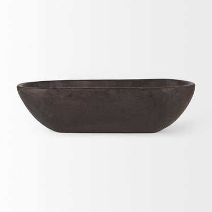 Athena Extra Large Oblong Black-Brown Reclaimed Wood Bowl - 26.0L x 10.0W x 7.0H