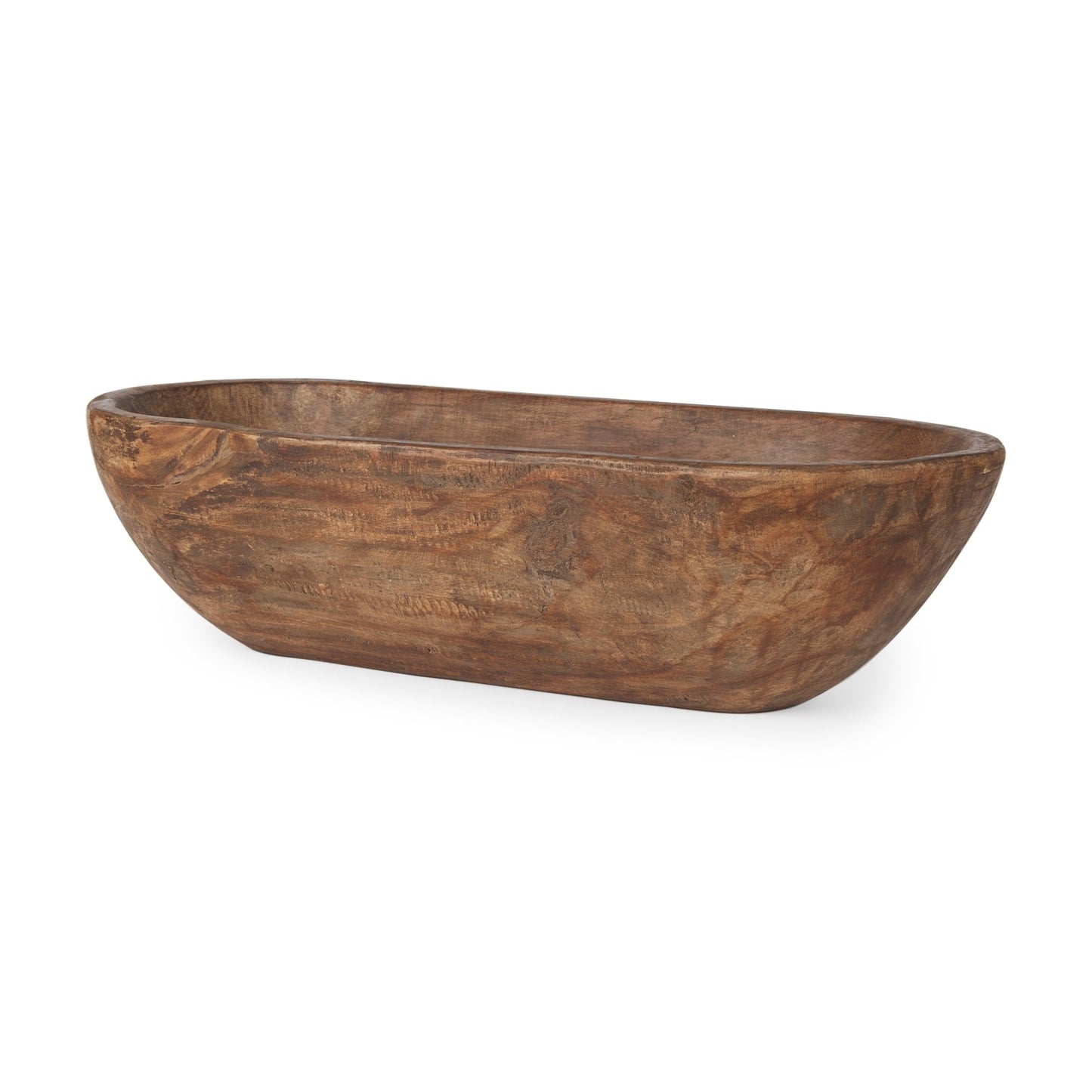 Athena Extra Large Oblong Black-Brown Reclaimed Wood Bowl - 26.0L x 10.0W x 7.0H