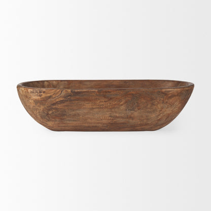 Athena Extra Large Oblong Black-Brown Reclaimed Wood Bowl - 26.0L x 10.0W x 7.0H
