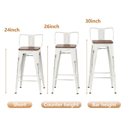 Bar Stools With Back set of 4 Industrial Metal Barstools with Wooden Seats