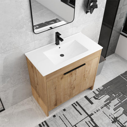 Beingnext 24/30/36 Bathroom Vanity with Sink, Freestanding Bathroom Vanity with Soft Close Door and Adjustable Shelf