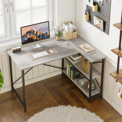 Small L Shaped Desk with Storage Shelves Corner Computer Desk