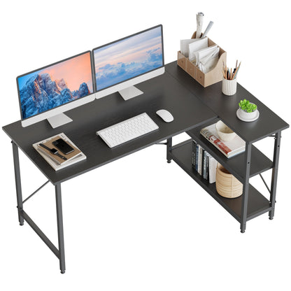Small L Shaped Desk with Storage Shelves Corner Computer Desk