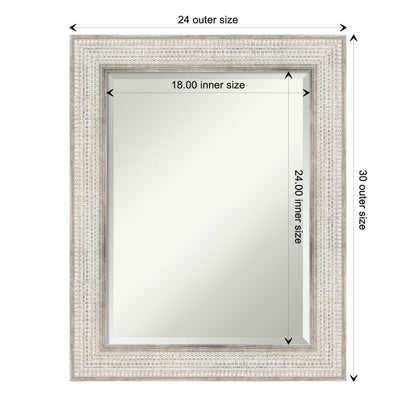 Beveled Wood Bathroom Wall Mirror - Trellis Silver Frame - Trellis Silver