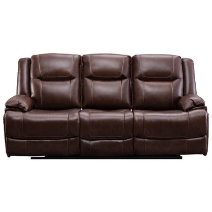 Genuine Leather Mid-century Modern Style Manual Recliners Sofa Set