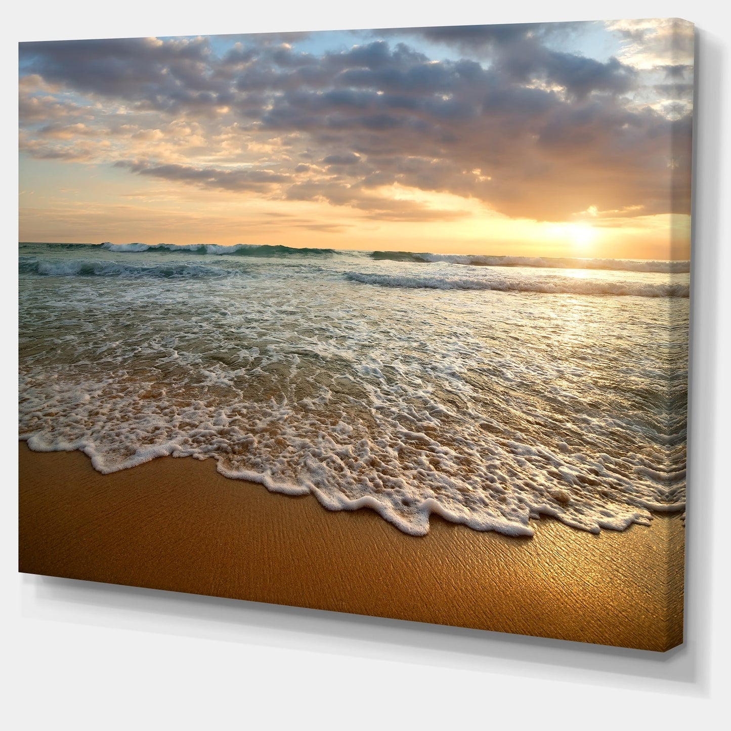 Bright Cloudy Sunset in Calm Ocean - Contemporary Seascape Art Canvas
