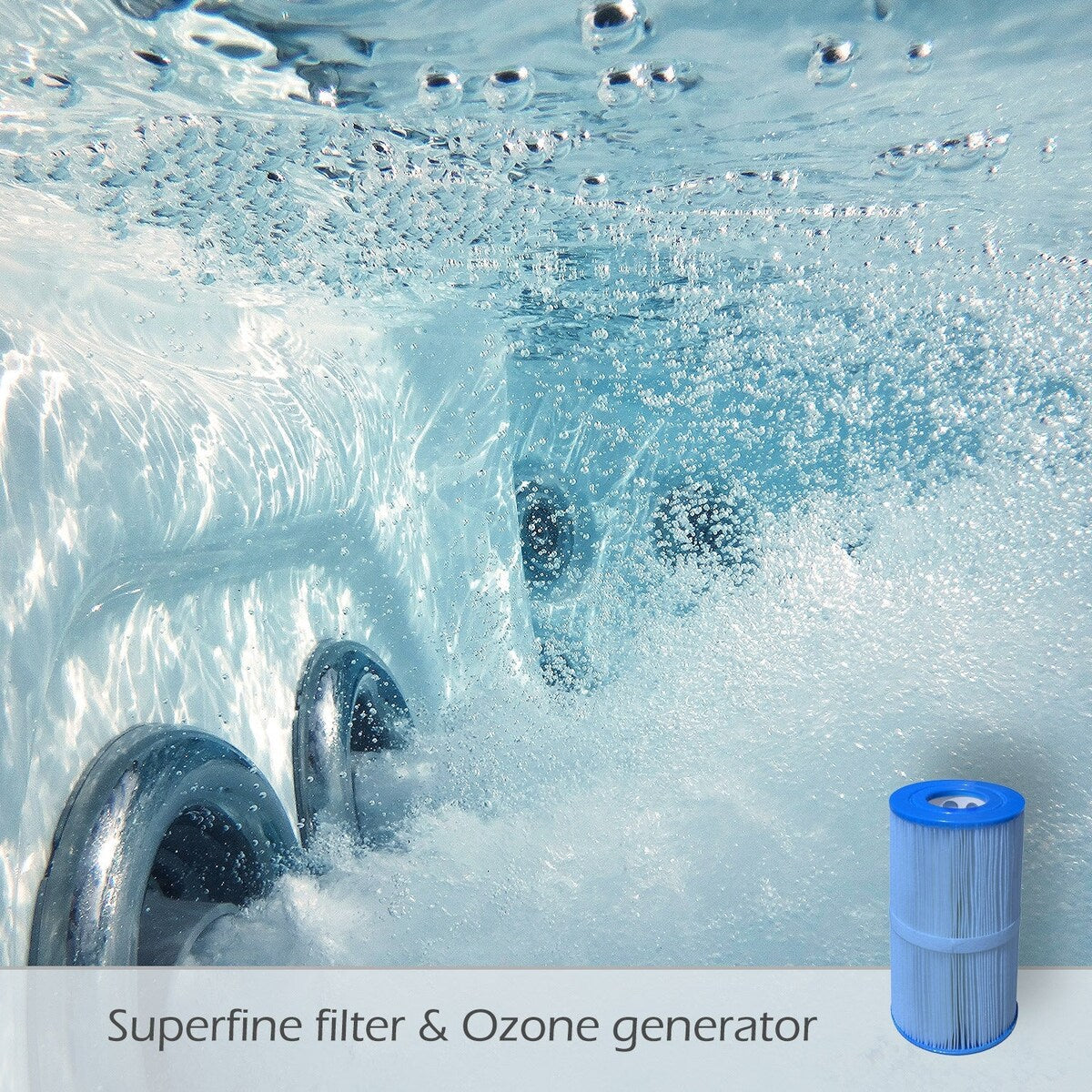 Buenospa Jersey 6 - Person 46 - Jet Hot Tub, Ice White, Gray with Ozone and LED Lights