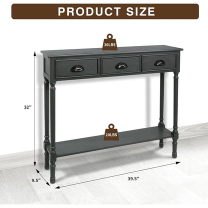 Burlington Wood 3-drawer Console Hallway Table
