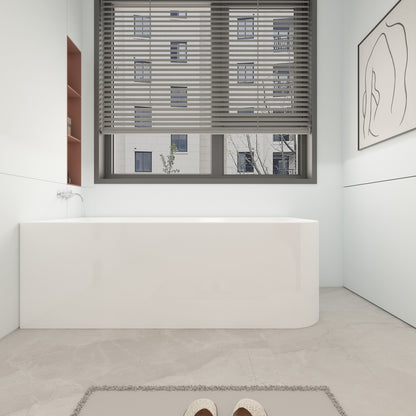 CB HOME 59''/67'' Freestanding Acrylic Soaking Bathtubs, Soaking Tubs Single Side Against The Wall, Left/Right Overflow