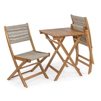 Cadiz Modern Coastal 3-Piece Acacia Wood Outdoor Folding Bistro Set, by JONATHAN Y