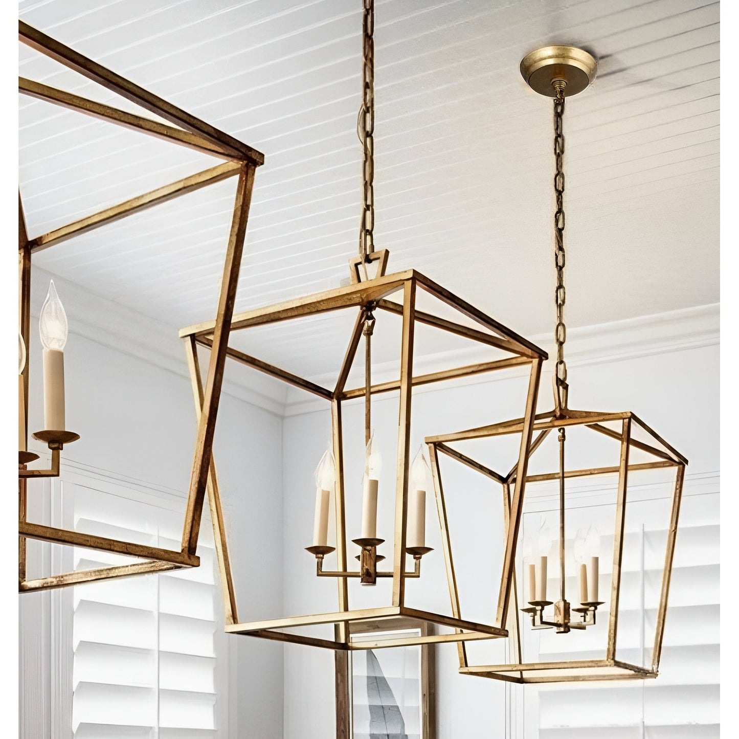 Candle Style Lantern Pendant Stairway or Kitchen Island Open Cage Chandelier - N/A