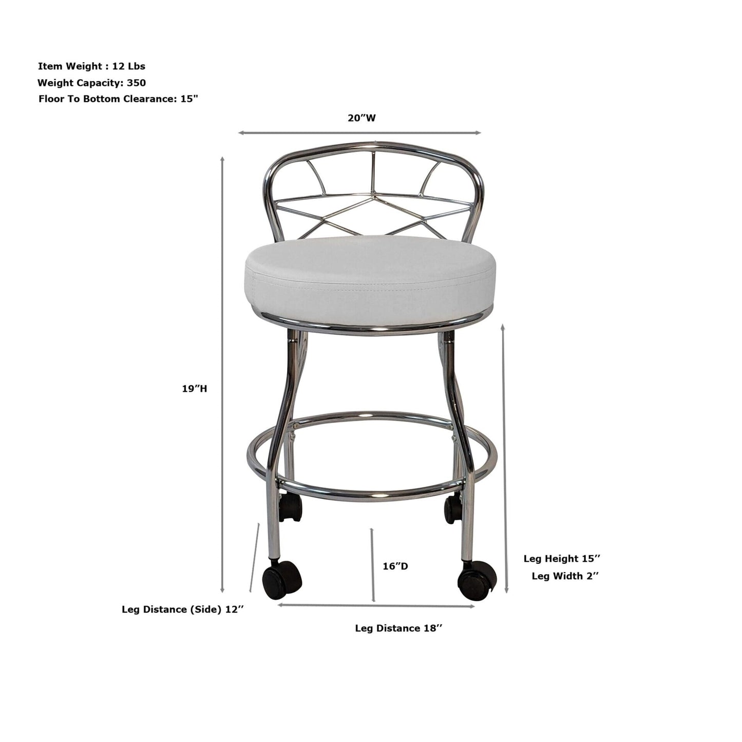 Carolina Living Diana X-Back Vanity Stool with Casters