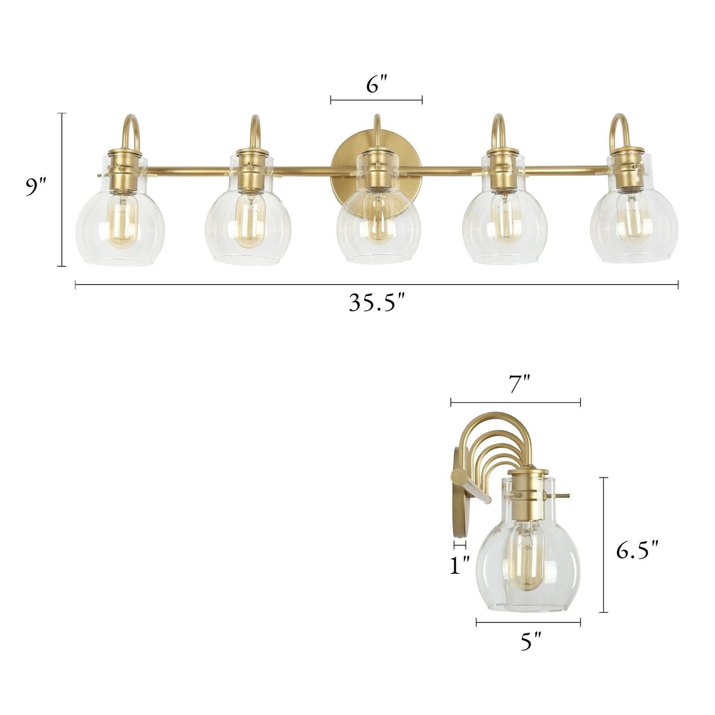Modern Gold 3-Light Bathroom Vanity Light Orb Glass Wall Sconce