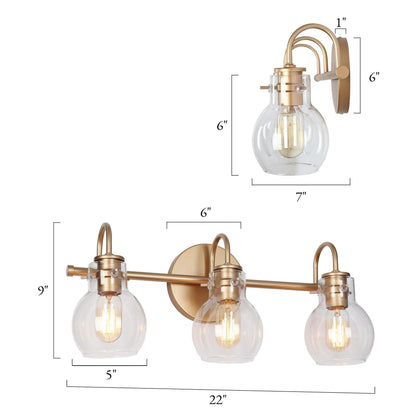 Modern Gold 3-Light Bathroom Vanity Light Orb Glass Wall Sconce