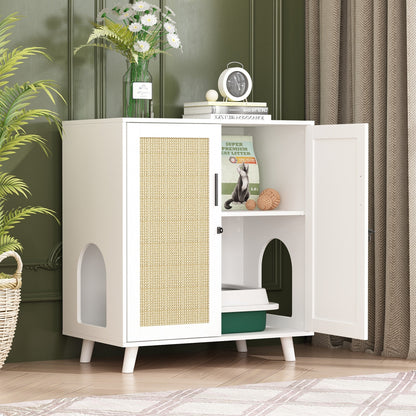 Cat Litter Box Enclosure Cat House Side Table Door Cabinet Bookcase