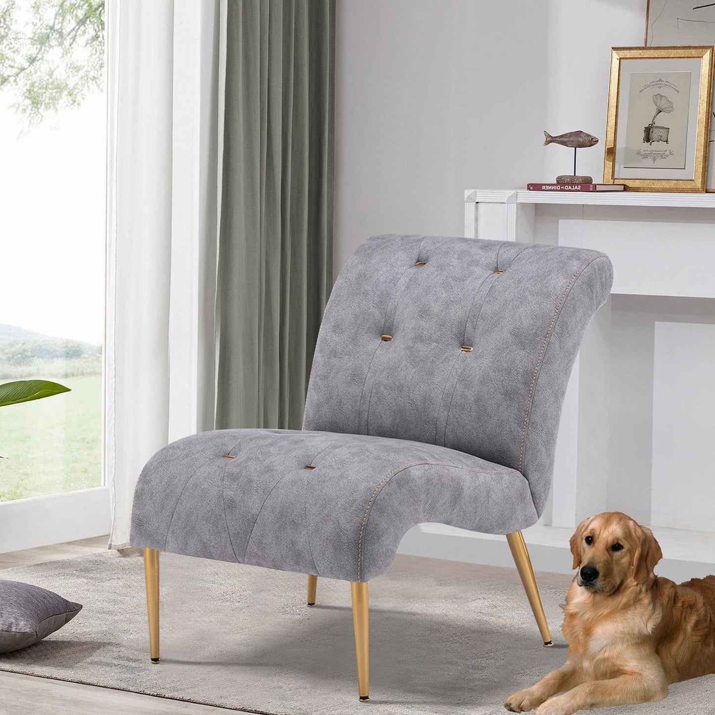 Chaise Lounge Couch Upholstered Accent Chair for Bedroom Living Room Chairs