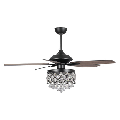 Chrome/ Crystal 4-light Chandelier/ Ceiling Fan with Remote
