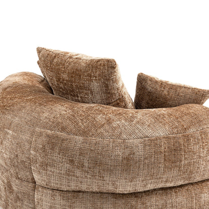 Coffee Oversized 42.52 Chenille Lazy Bean Bag Single Sofa with Three Pillows for Bedroom