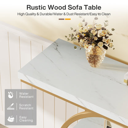 Console Table for Entryway, Industrial 4-Tier Sofa Table Behind Couch