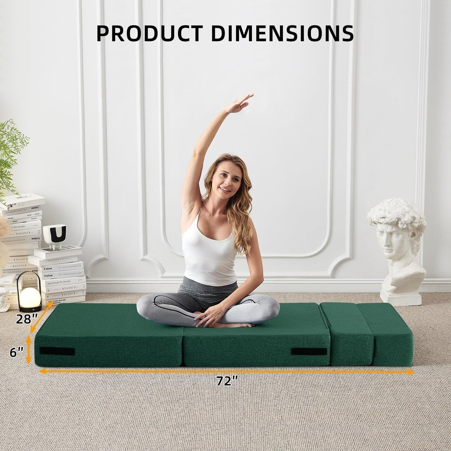 Convertible Folding Sofa Bed - Modern Linen Sleeper Chair with Pillow & Foldable Mattress for Living Room/Dorm/Guest