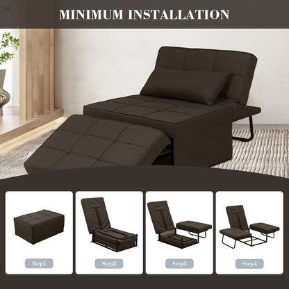 Convertible Sofa Bed Sleeper Sofa Chair Couch Folding Ottoman Recliner Chairs for Living Room