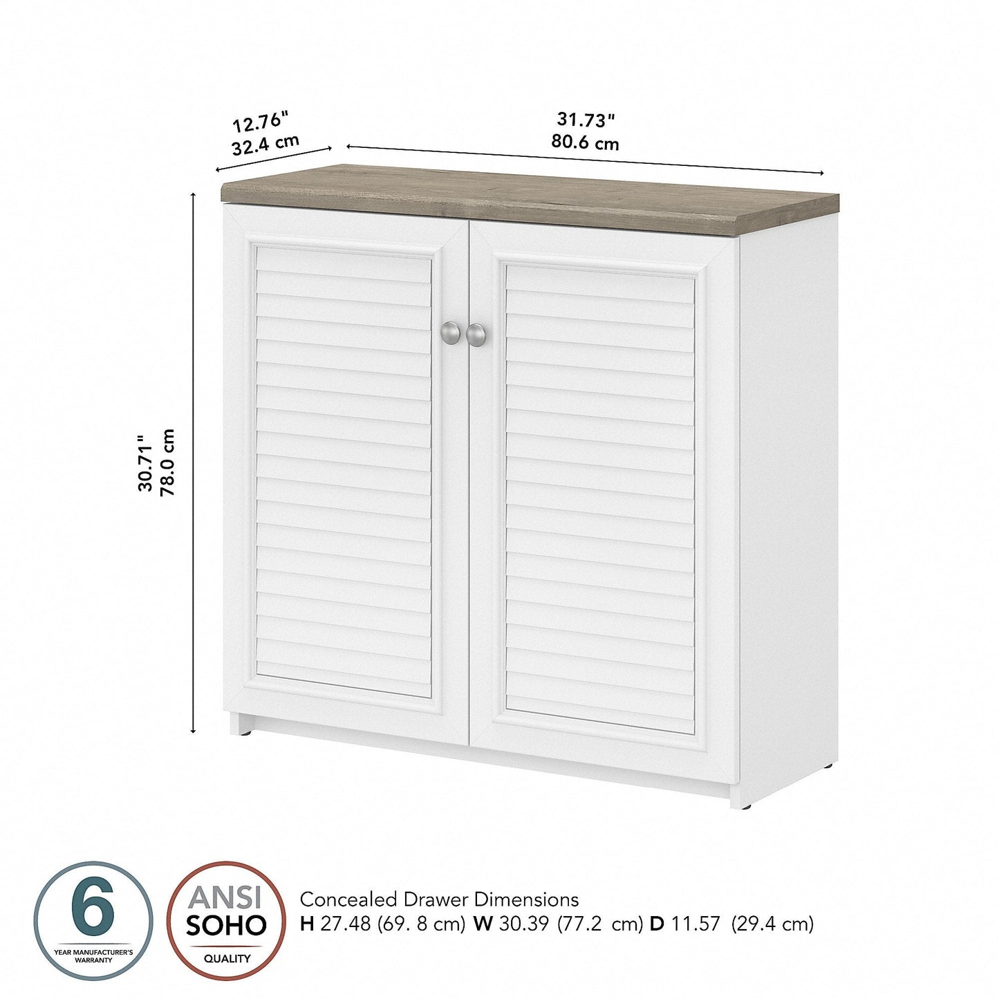 Fairview Storage Cabinet with Doors and Shelves by Bush Furniture - 31.73L x 12.76W x 30.71H