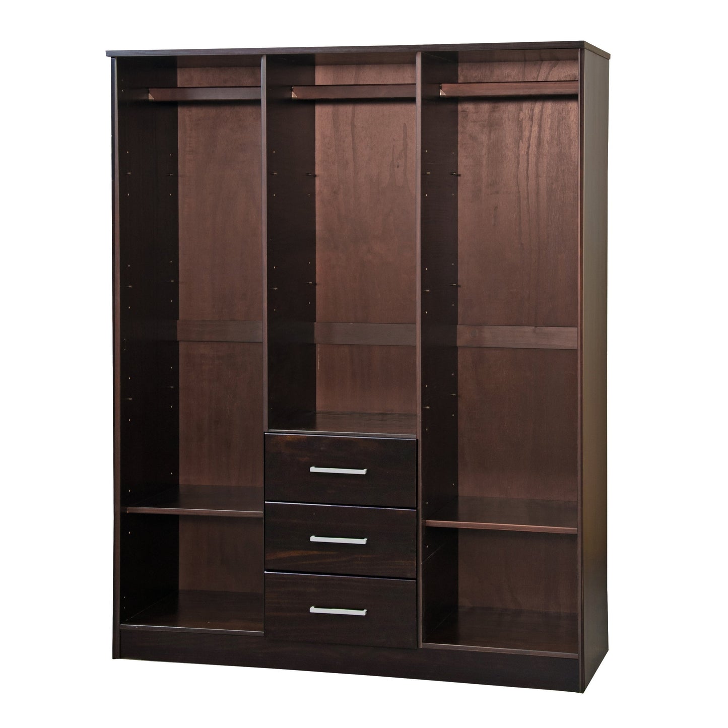 Palace Imports 100% Solid Wood Cosmo 3-Door Wardrobe Armoire with Solid Wood or Mirrored Doors