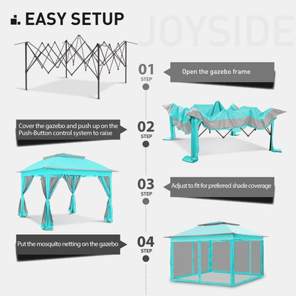 Cozywor 11 ft. x 11 ft. Pop-Up Steel Gazebo with Mosquito Netting