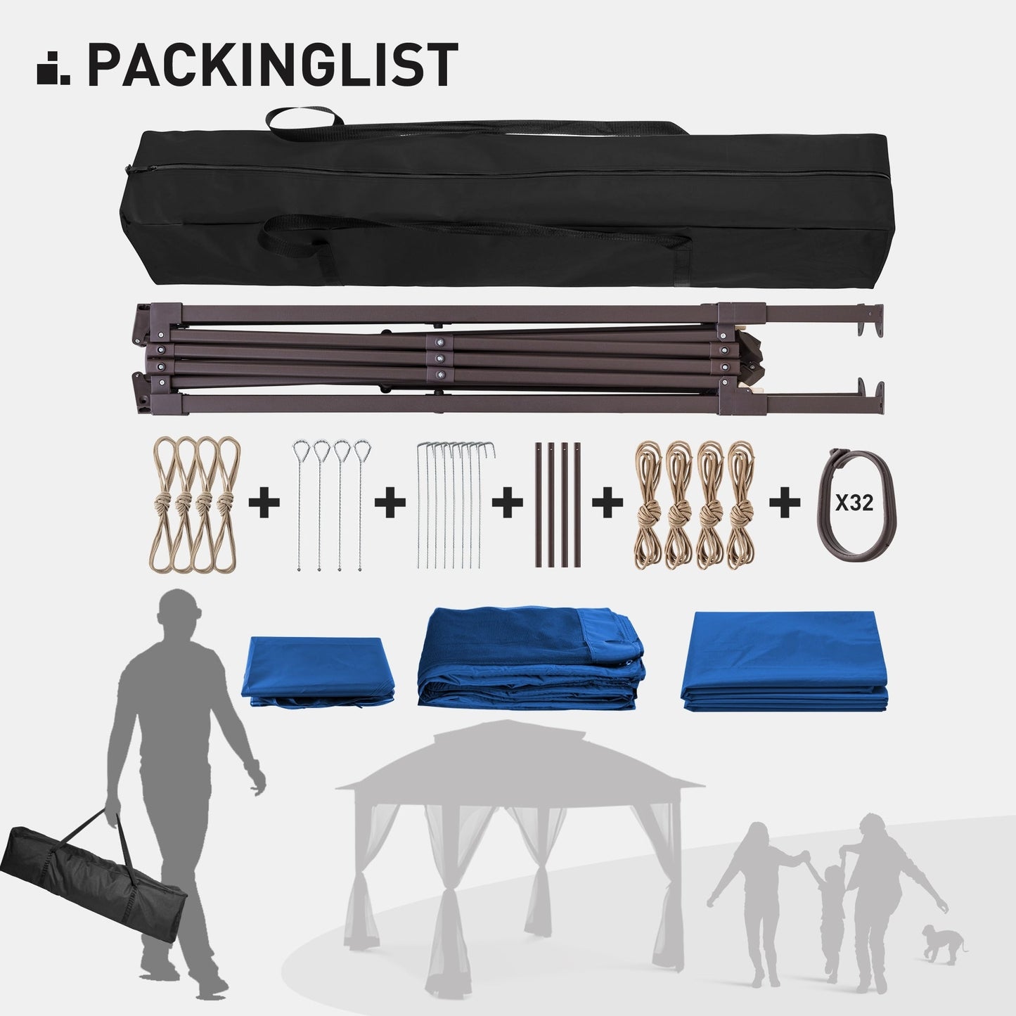 Cozywor 11 ft. x 11 ft. Pop-Up Steel Gazebo with Mosquito Netting