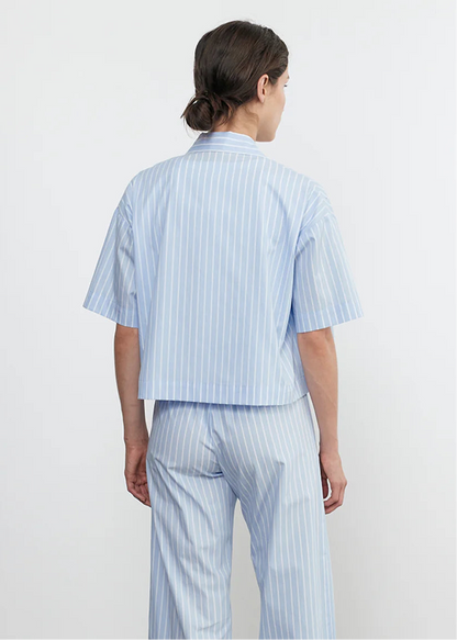 Enza Costa Poplin Cropped S/S Shirt