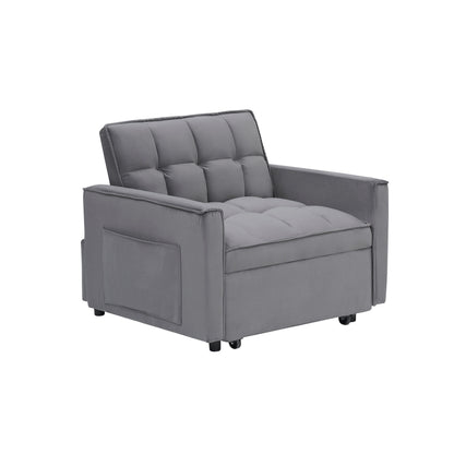 Dark Grey Modern 70.86 3 in 1 Single Convertible Sofa Bed with Adjustable Back and Moving Wheel for Living Room