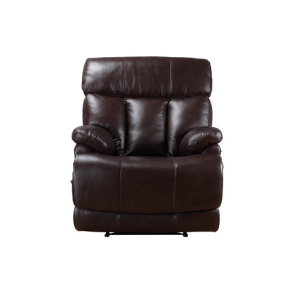 Davin Top Grain Leather Genuine leather Brown Extendable Footrest Manual Recliner