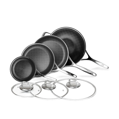 DiamondClad 7pc Hybrid Nonstick Stainless Steel Fry Pan Cookware Set