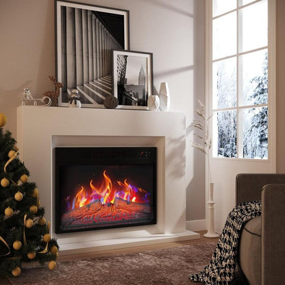 Electric Fireplace Insert with Adjustable Heating, Brightness, Timer and Overheat Protection, 1400W, CSA Listed