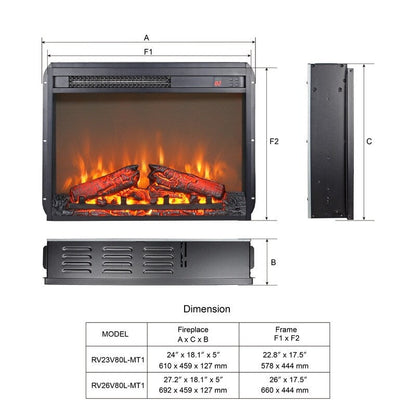 Electric Fireplace Insert with Adjustable Heating, Brightness, Timer and Overheat Protection, 1400W, CSA Listed