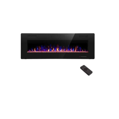 Modern Recessed Wall-mounted Multicolor LED Electric Fireplace, Ultra-thin and Low Noise